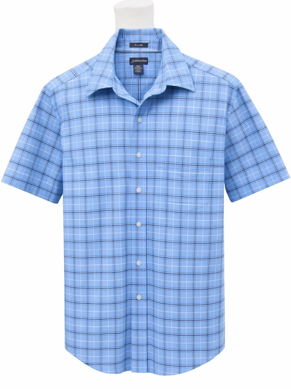 St John’s Bay  Short Sleeve Button-Up Shirt - Light Blue Plaid shirt size large